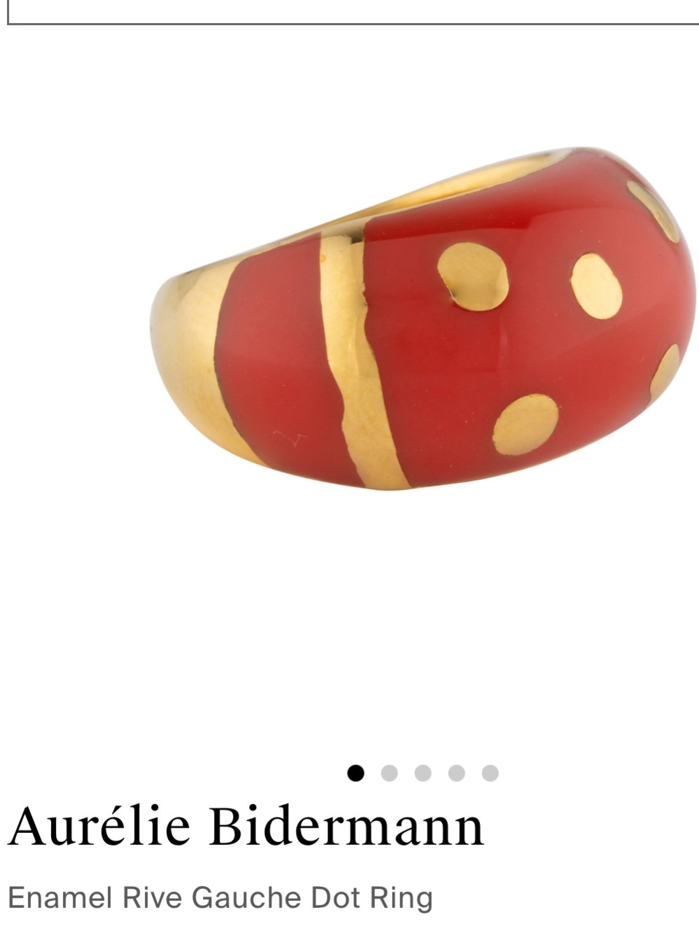 Aurielle Red Domino Ring with Gold Dots